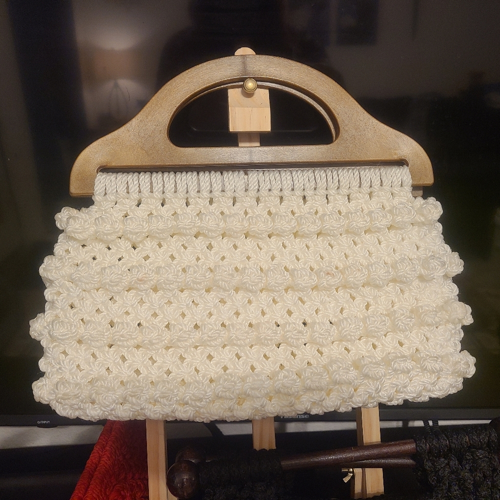 Vintage White Macramé HandBag